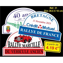 Plaque PVC Réf. 31 - RALLYE VOITURE